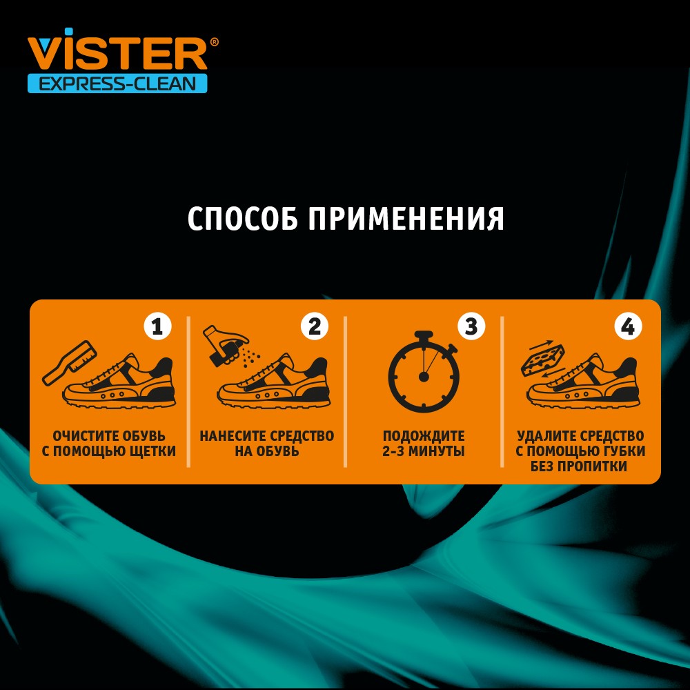 Пена - очиститель для белой обуви Vister Express Clean универсальная 150мл  – купить в интернет-магазине Улыбка радуги