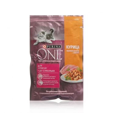 Влажный корм для котят Purina One с курицей и морковью 75г.