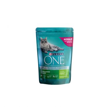 Сухой корм для домашних кошек Purina One с индейкой и цельными злаками 200г.