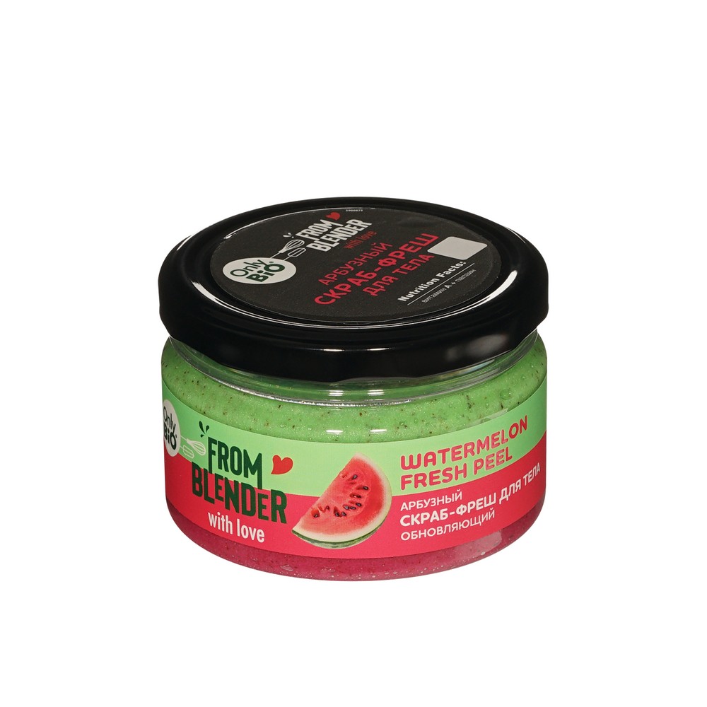 Обновляющий скраб - фреш для тела Only Bio From Blender with Love Watermelon Fresh peel 200мл. Фото 2.