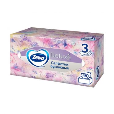 Салфетки для лица Zewa Family 3х-слойные бумажные косметические , белые 90шт.