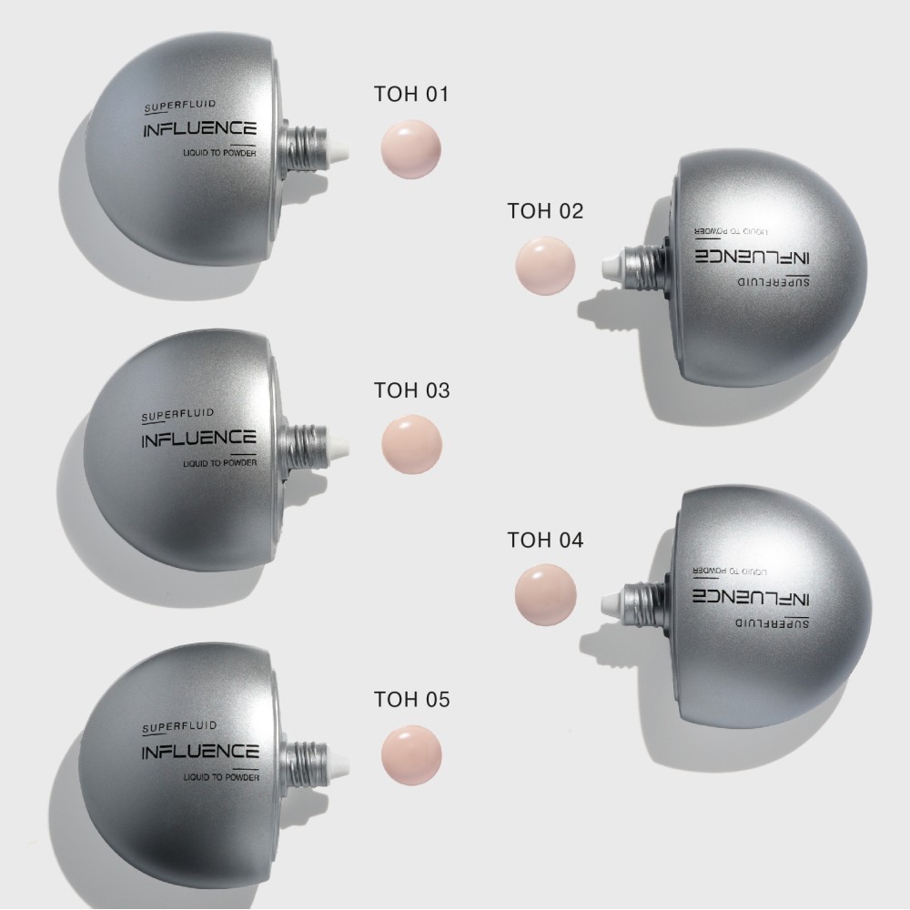 Тональная основа с эффектом пудры Influence Beauty Superfluid 02 Light 35мл. Фото 7.