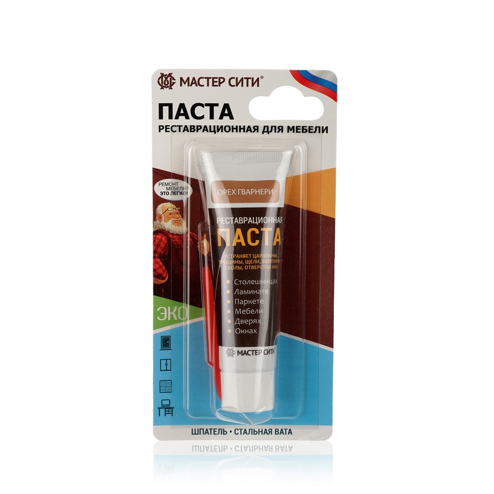 Шпатлевка мебельная Мастер Сити ( реставрационная паста ) , Орех Гварнери 30мл. Фото 1.