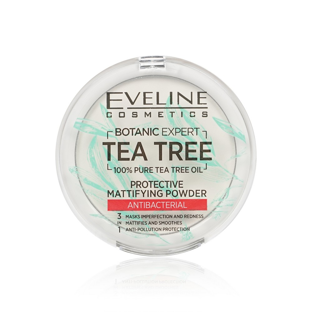 Пудра для лица Eveline Tea tree антибактериальная матирующая 001 Прозрачный 9г