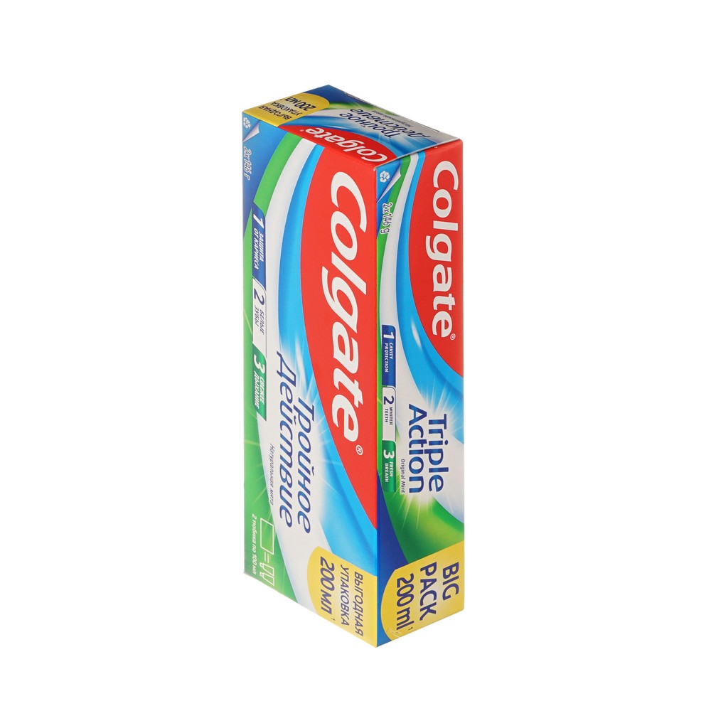 Зубная паста Colgate Тройное действие ( 100мл + 100мл ) 200мл. Фото 2.