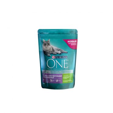 Сухой корм для кошек с чувствительным пищеварением Purina One с индейкой и рисом 200г.