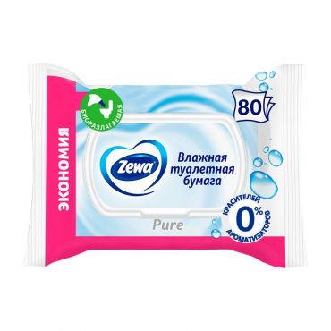 Влажная туалетная бумага Zewa Pure 80шт.