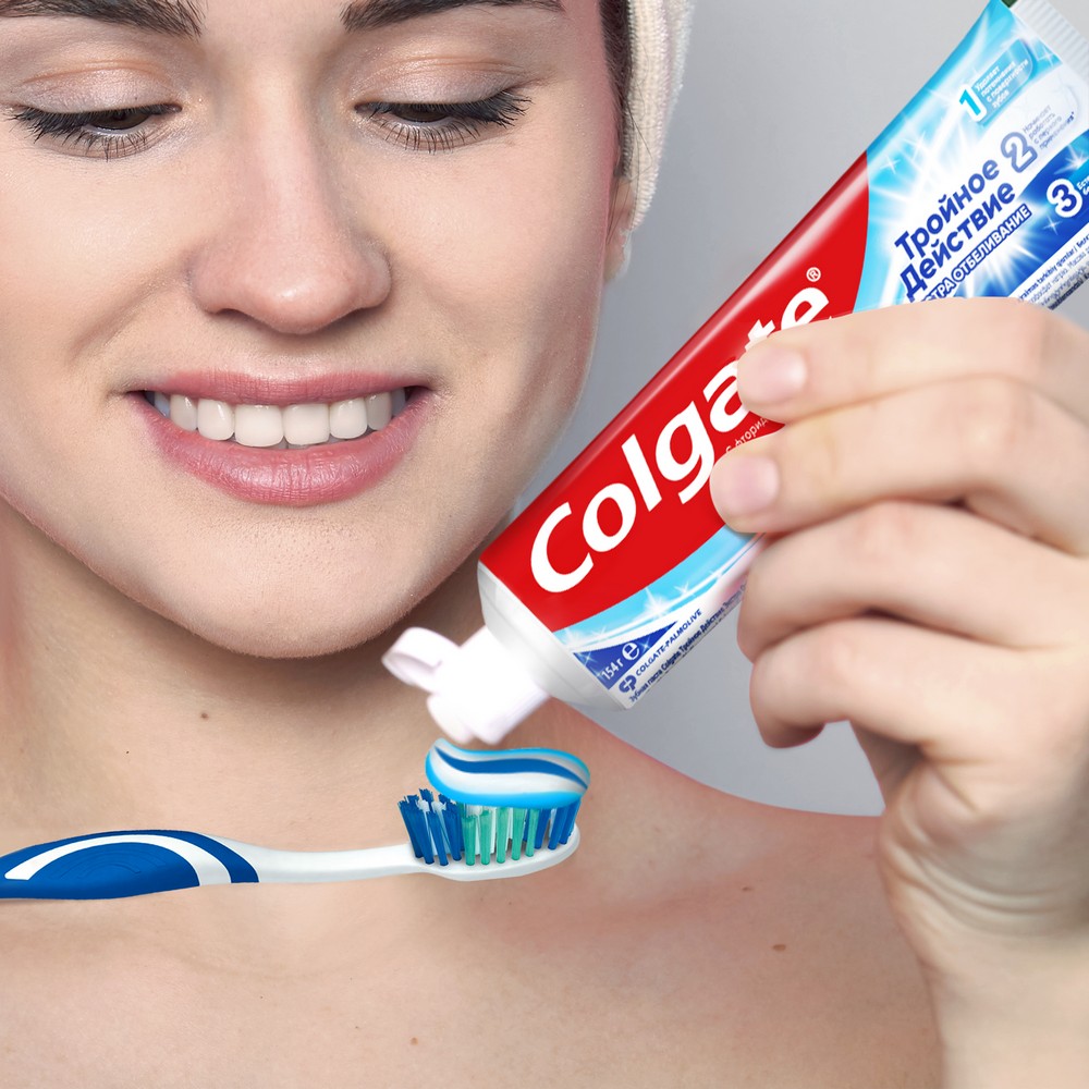 Зубная паста Colgate Тройное действие " экстра отбеливание " 100мл. Фото 13.