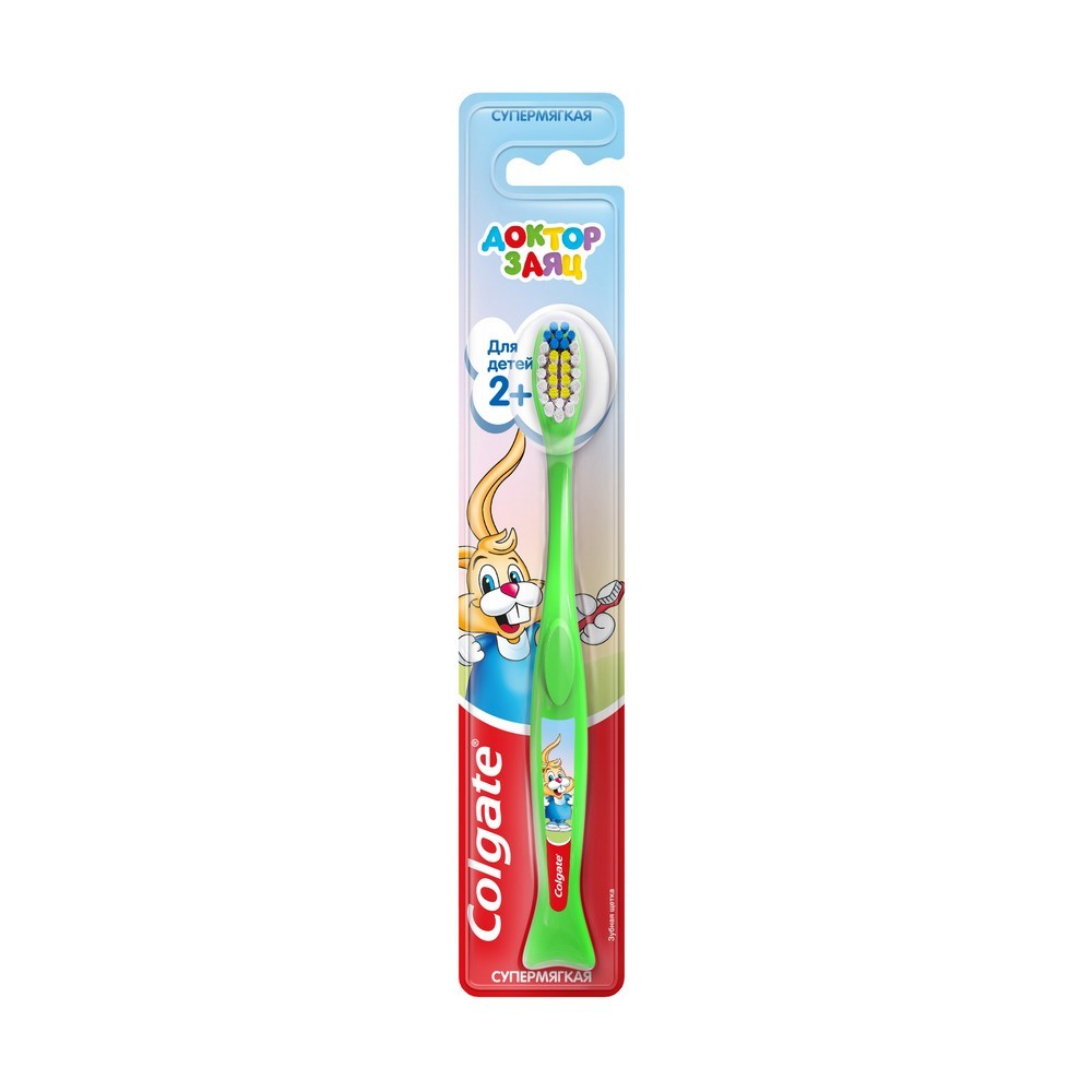 Детская зубная щетка Colgate Доктор заяц супермягкая 2+. Фото 4.