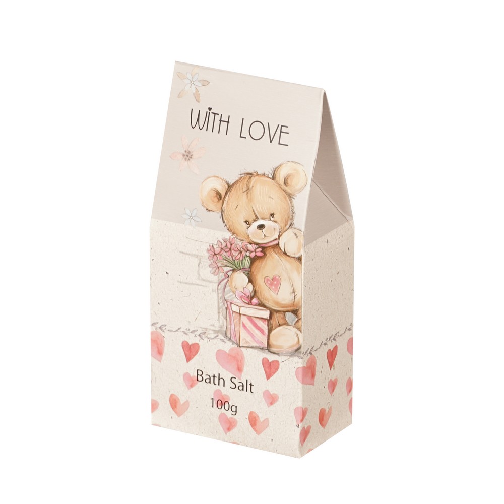Женский подарочный набор With love ( гель для душа 270мл + лосьон для тела 270мл + соль для ванны 100г + мочалка для тела ) в ассортименте. Фото 8.