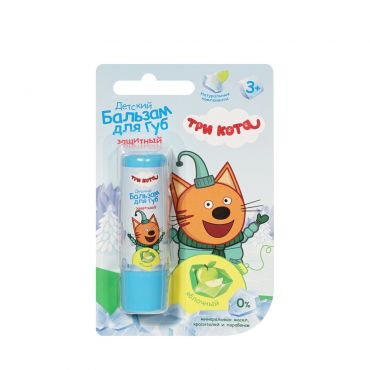 Детский бальзам для губ Три кота Зимние каникулы " Защитный " Яблочный 3+ 4,2г.