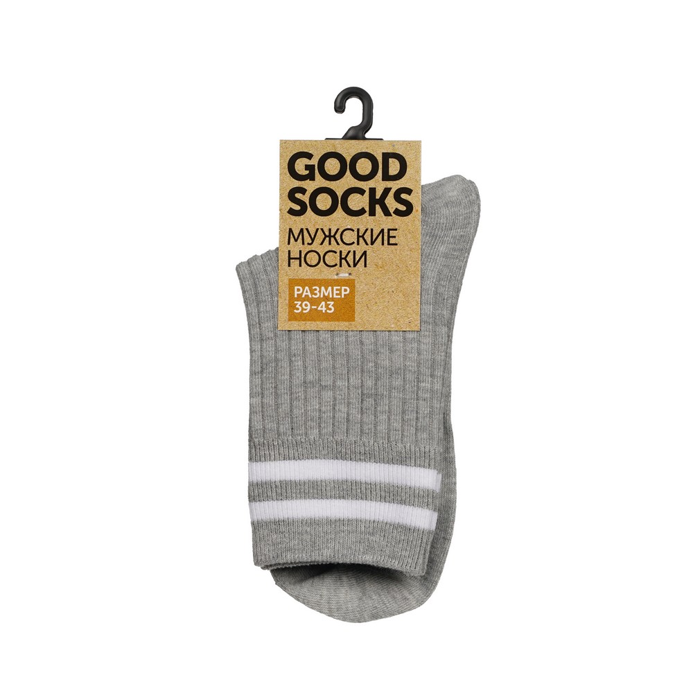 Мужские однотонные носки Good Socks Лапша Светло-серый р.39-43. Фото 1.