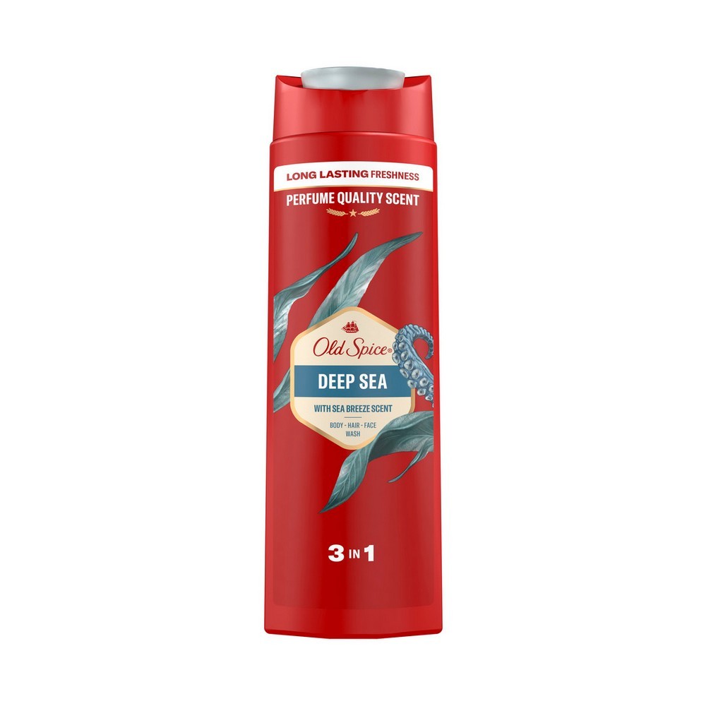 Мужской гель для душа + шампунь 3 в 1 Old Spice Deep Sea 400мл. Фото 1.