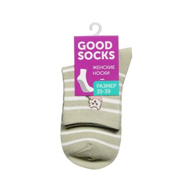 Женские носки Good Socks " Ягодка/полоски " Зеленый р.35-39.