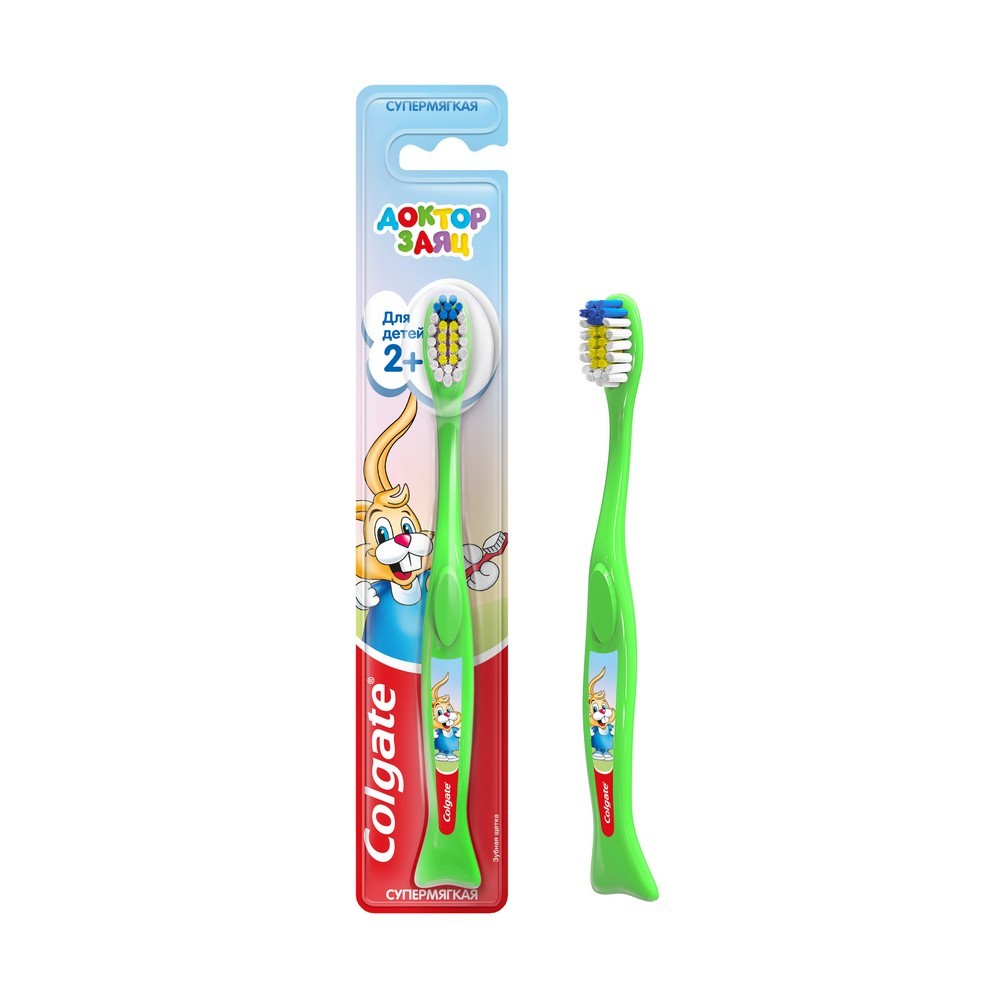 Детская зубная щетка Colgate Доктор заяц супермягкая 2+. Фото 1.