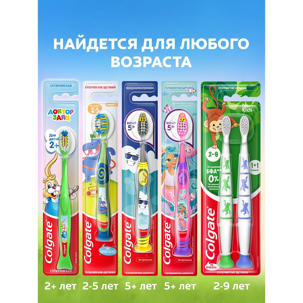 Детская зубная щетка Colgate Доктор заяц супермягкая 2+. Фото 20.