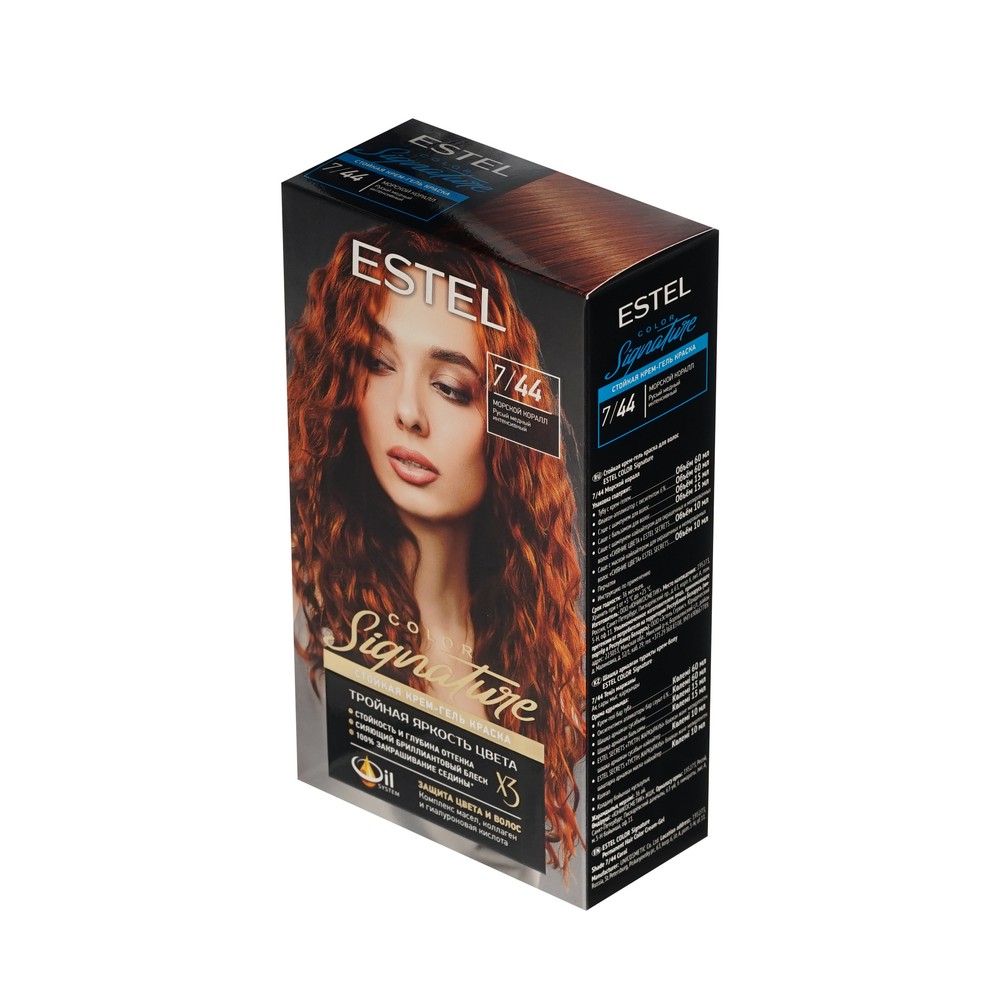 Стойкая крем - гель краска для волос Estel Color Signature 7/44 Морской ...