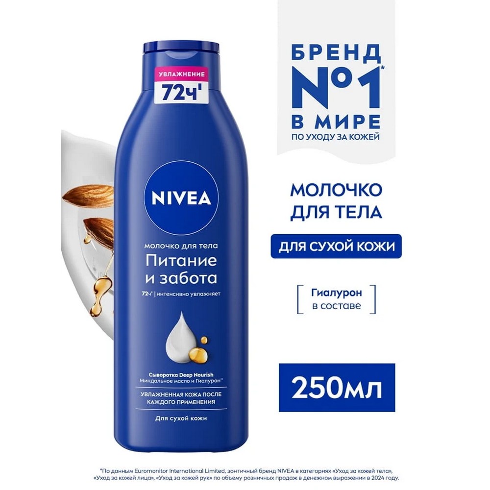 Молочко для тела NIVEA Питание и забота 250мл. Фото 7.