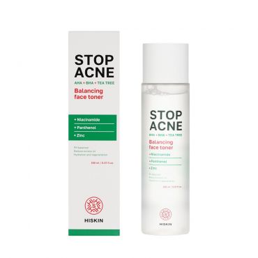 Балансирующий тонер для лица Hiskin Stop Acne AHA + BHA + Tea tree 150мл.