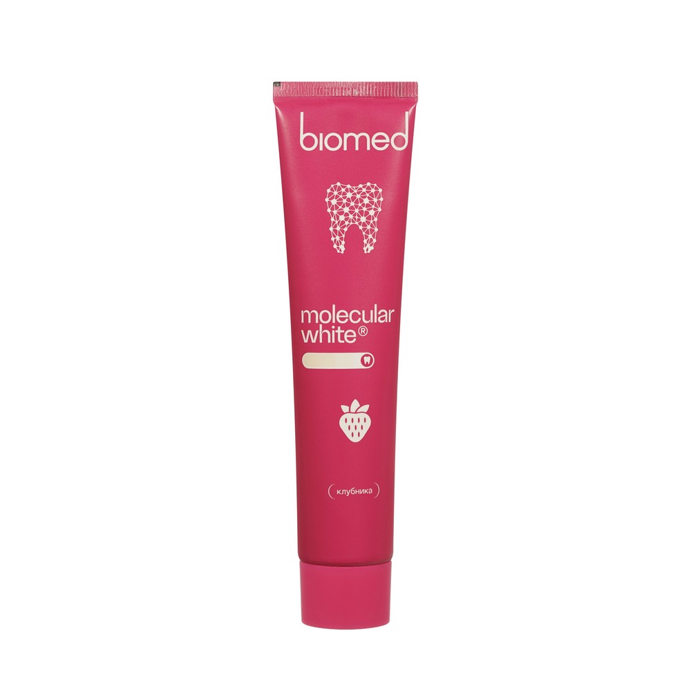 Зубная паста активное отбеливание и восстановление эмали Biomed Healthywhite Клубника 65г. Фото 5.