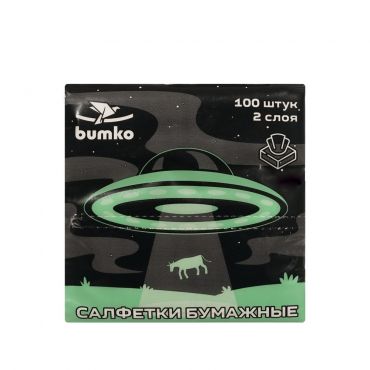 Бумажные салфетки двухслойные V-сложение Bumko Йога/НЛО 100шт.
