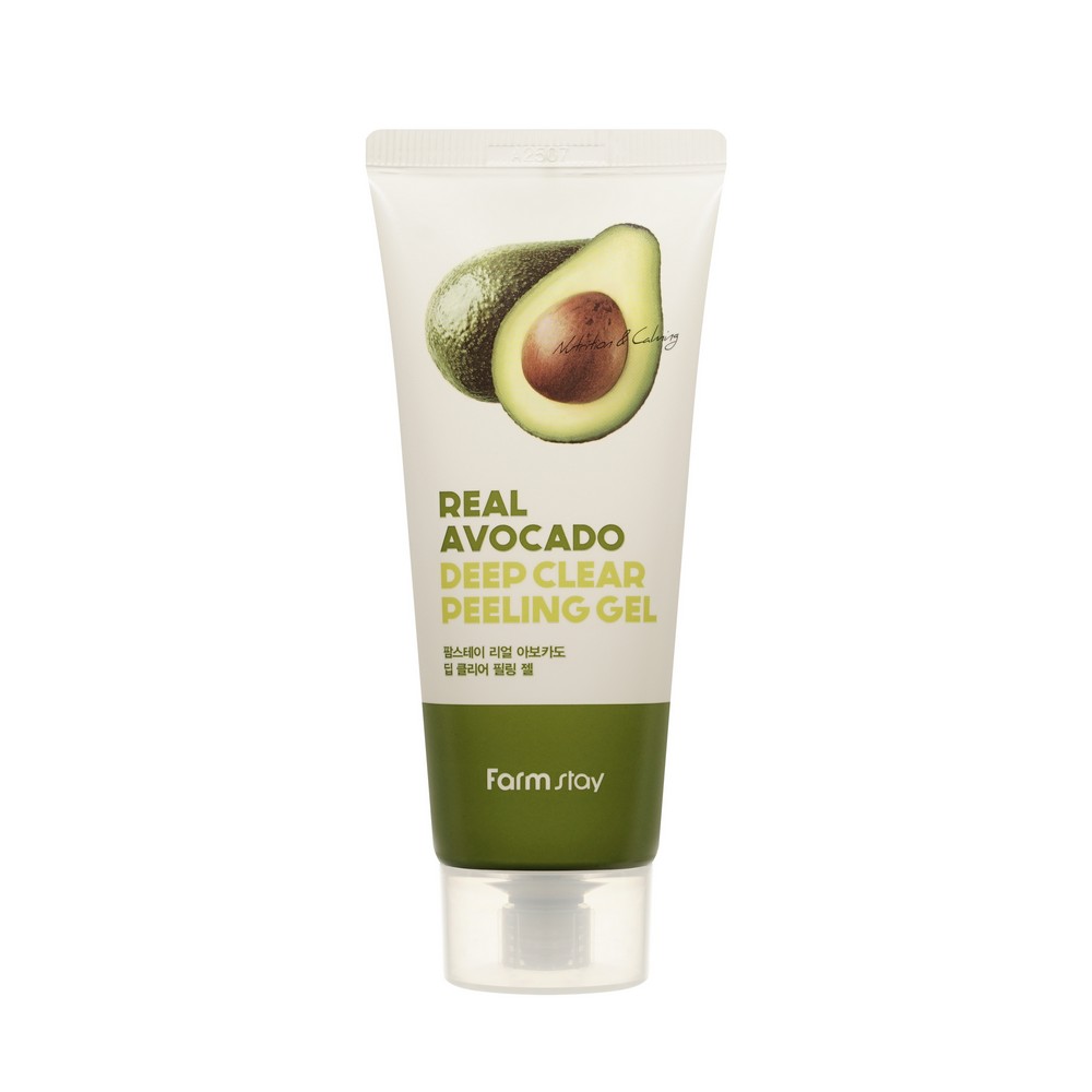 Отшелушивающий гель - скатка для лица с экстрактом авокадо FarmStay Real Avocado Tea Deep Clear Peeling Gel 100мл. Фото 5.