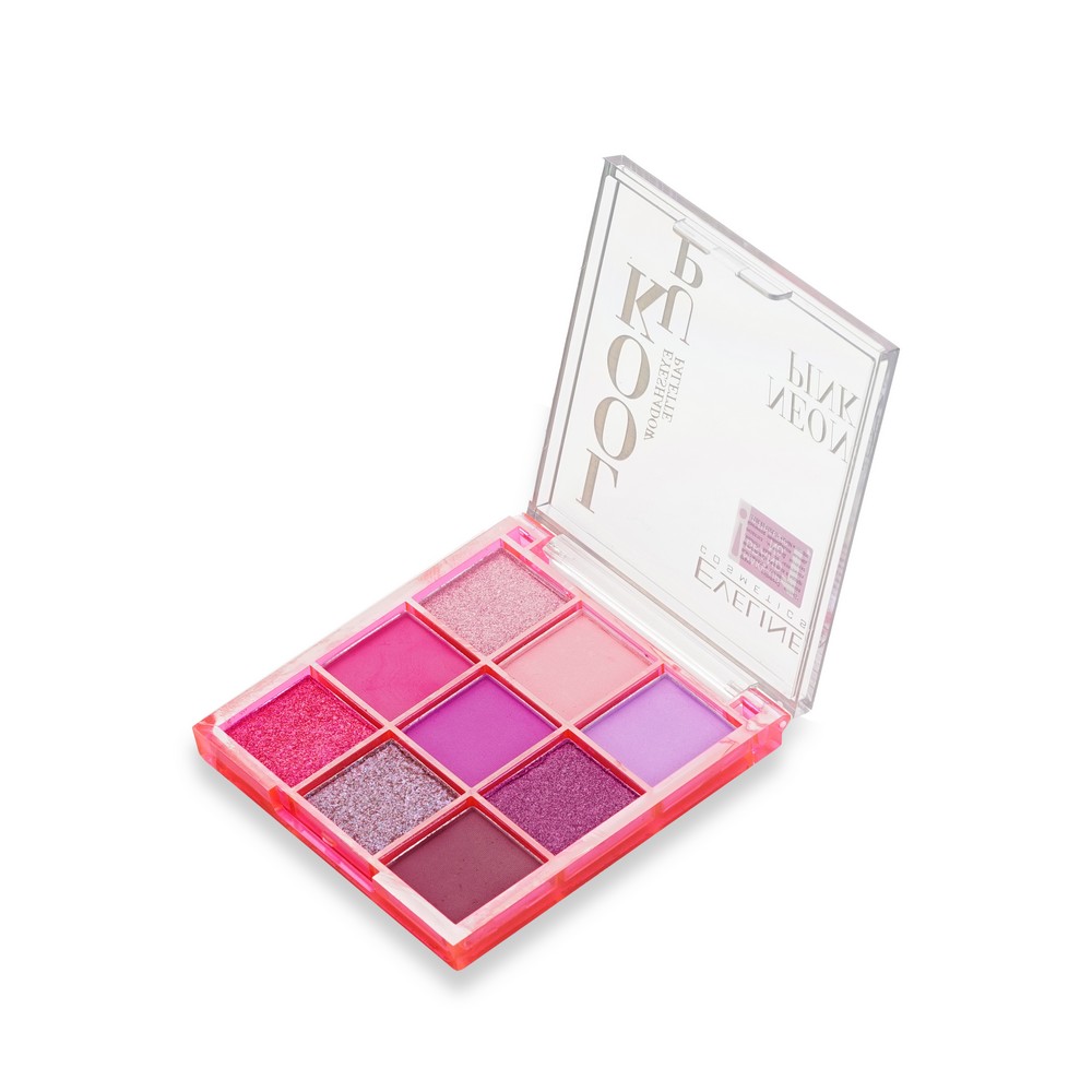 Палетка теней для век Eveline Look Up Neon Pink 9 цветов 10,8г. Фото 3.