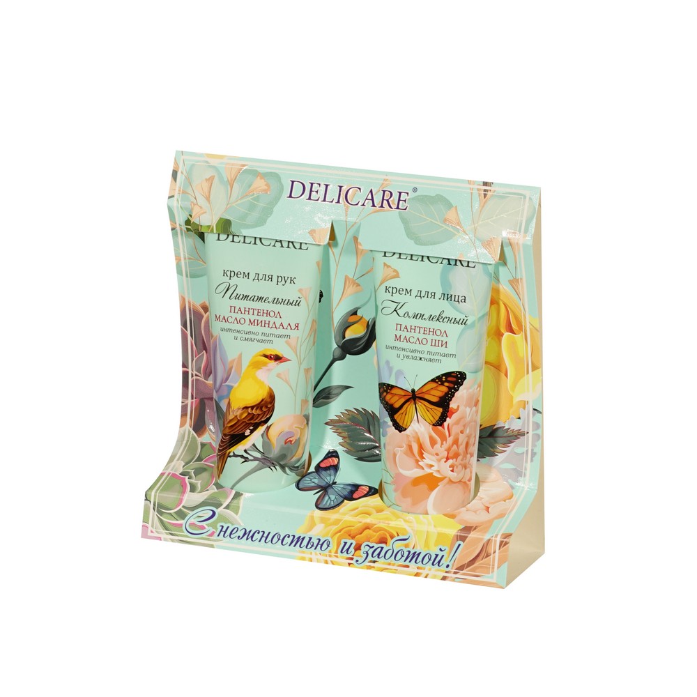 Женский подарочный набор Delicare ( крем для лица комплексный 75мл + крем для рук питательный 75мл ). Фото 2.