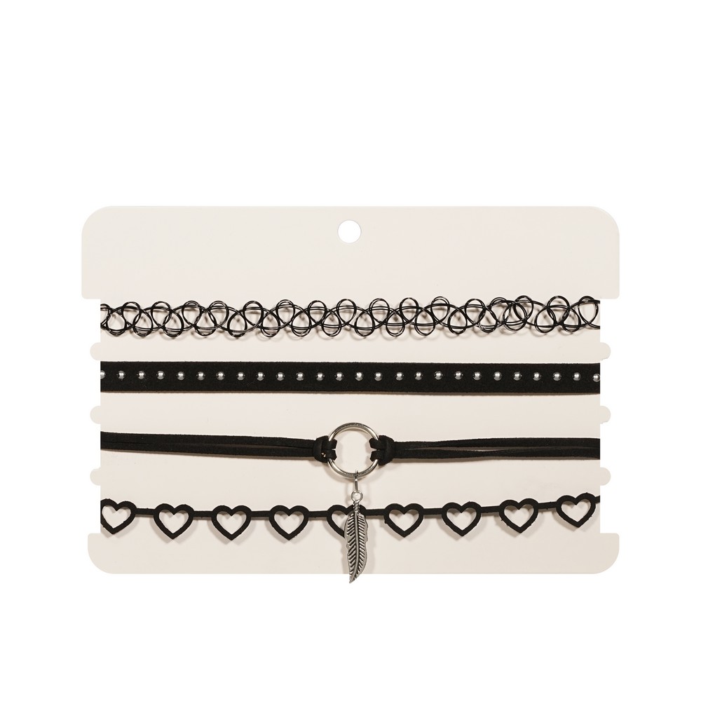 Чокер на шею Queen Fair ассорти черно-серебряный 4шт 329₽