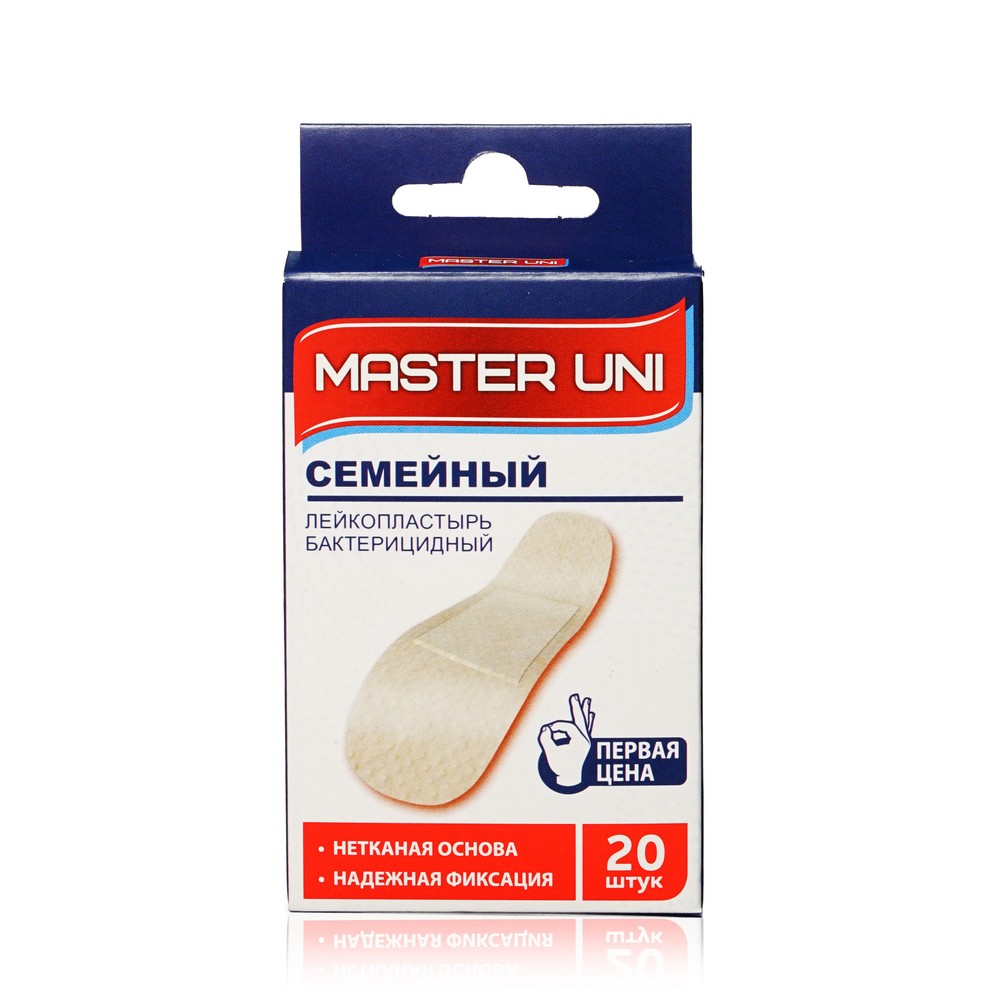 ПластырьбактерицидныйMasterUni"Семейный"нанетканнойоснове20шт