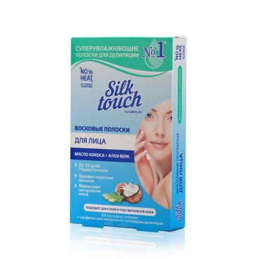 Восковые полоски для лица Carelax Silk Touch с кокосовым маслом + алоэ вера 20шт.