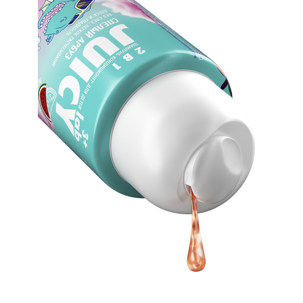 Детский шампунь - кондиционер с блестками Juicy Lab Спелый арбуз 3+ 250мл. Фото 3.