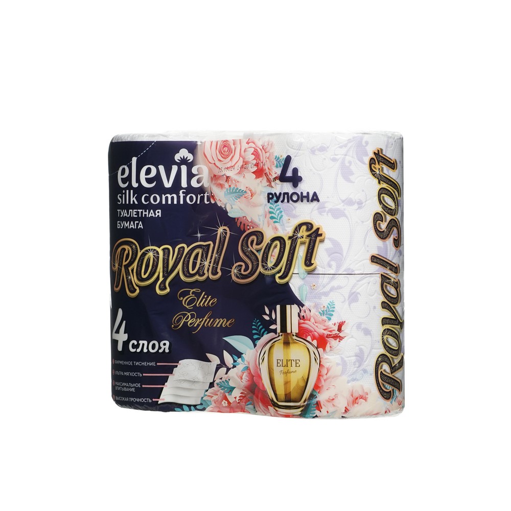 Туалетная бумага Elevia Royal Soft Elite perfume 4х-слойная 4шт. Фото 2.