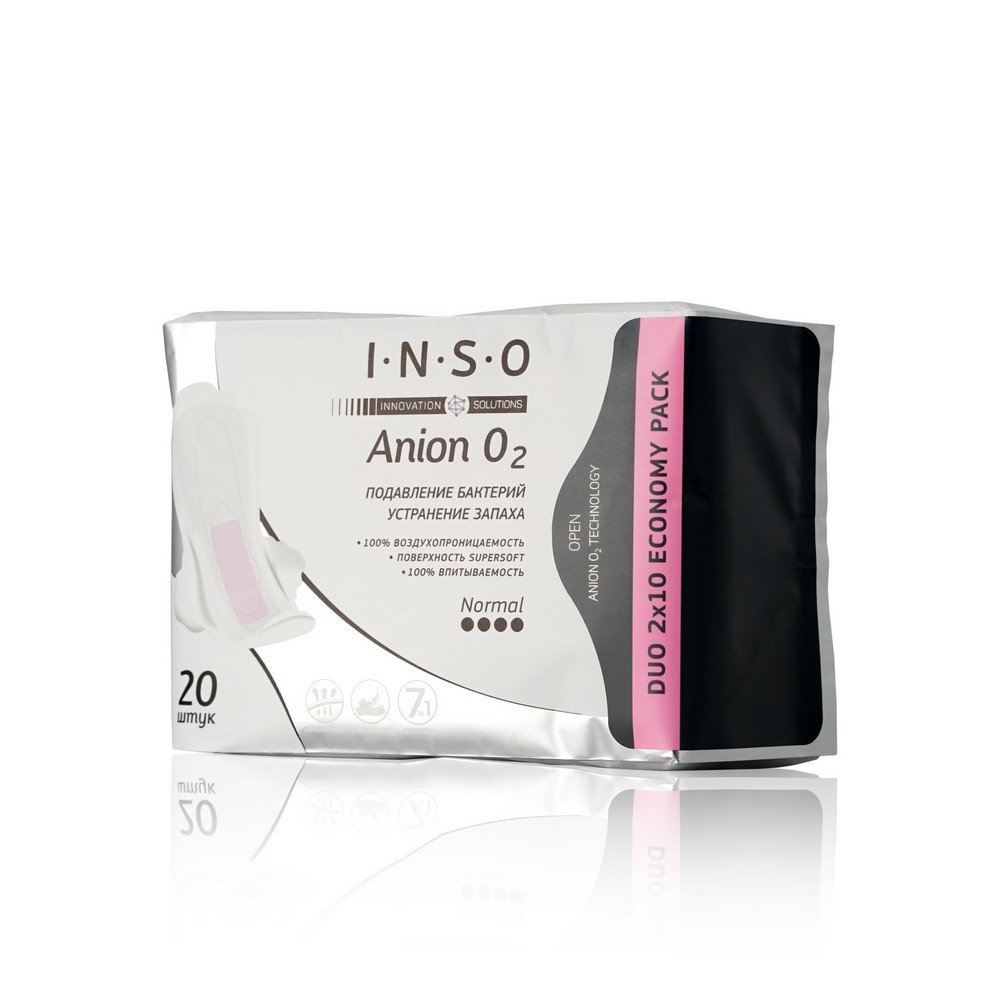 Женские прокладки INSO Anion O2 Normal с анионовым слоем 20шт. Фото 1.
