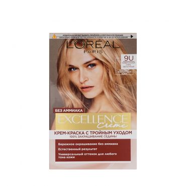 Крем - краска для волос без аммиака L'Oreal Paris EXCELLENCE Creme " Универсальные нюдовые оттенки " , 9U , Универсальный очень светло-русый.