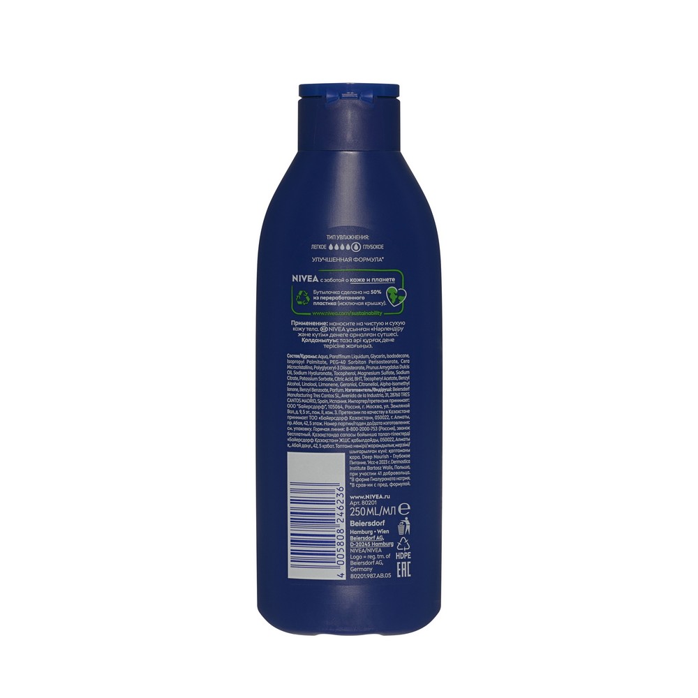 Молочко для тела NIVEA Питание и забота 250мл. Фото 3.