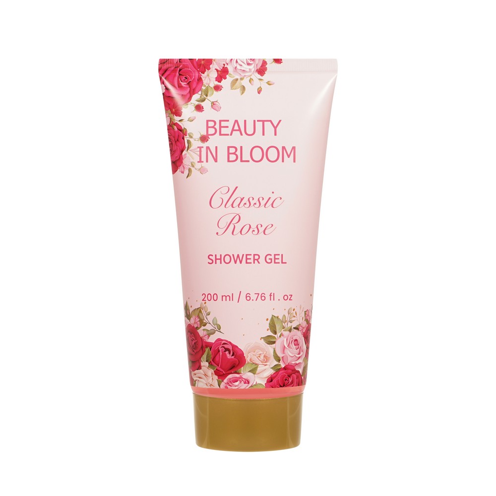 Женский подарочный набор Beauty In Bloom Classic Rose ( гель для душа 200мл + лосьон для тела 200мл + мочалка для тела ). Фото 5.