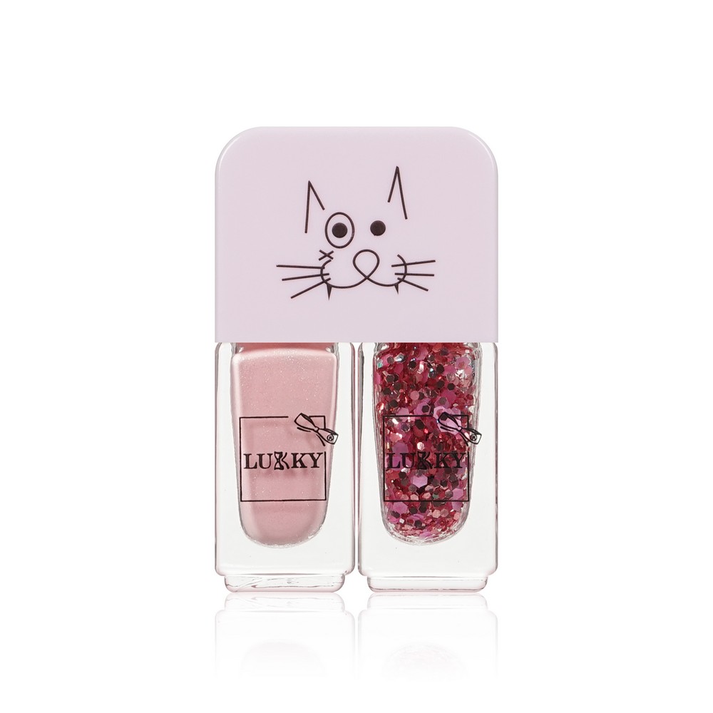Набор лаков для ногтей Lukky Kitty " Just Duet " Клубника со сливками + Клубничное желе 2*4мл. Фото 2.