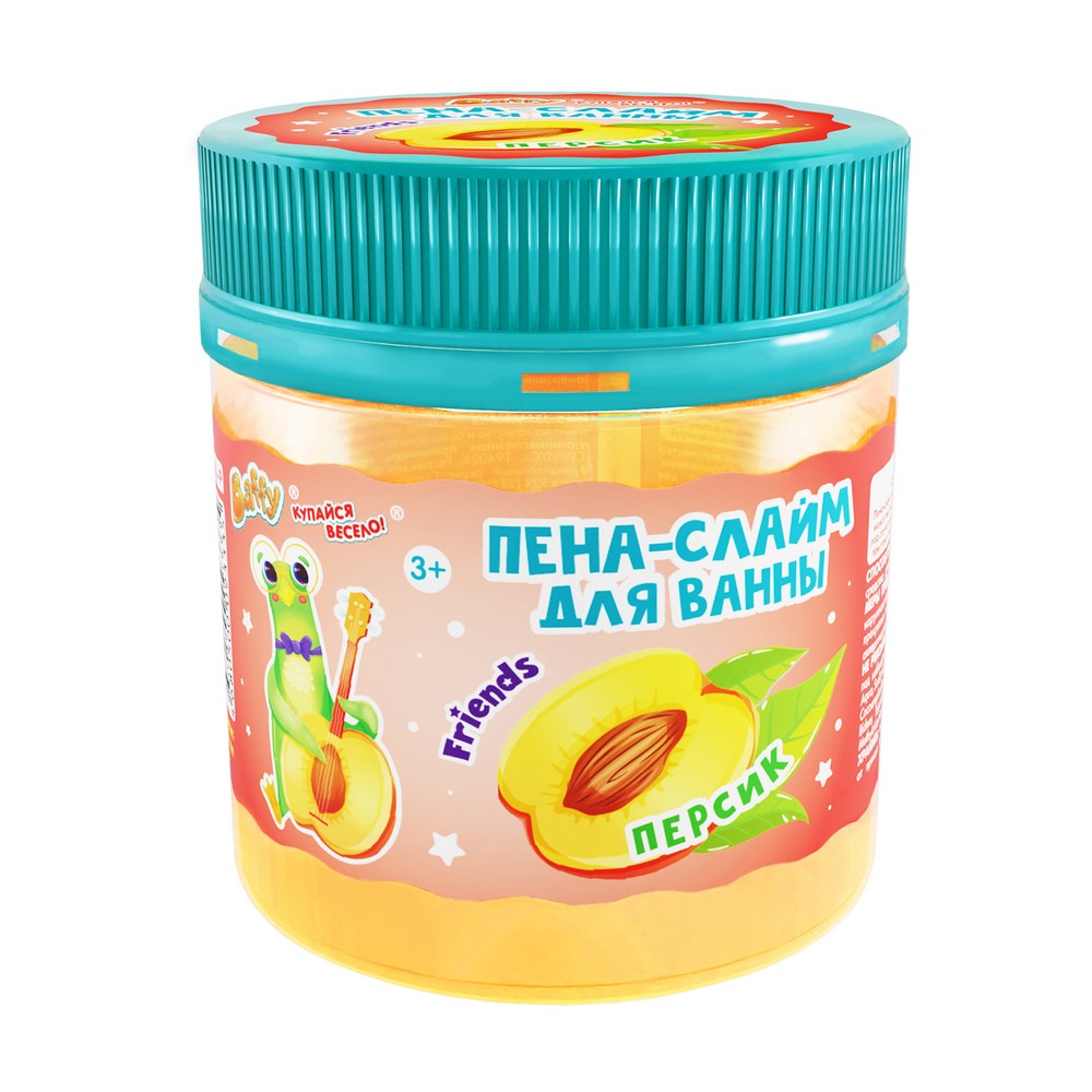 Детская пена - слайм для ванны Baffy Friends Персик 3+ 150мл. Фото 1.