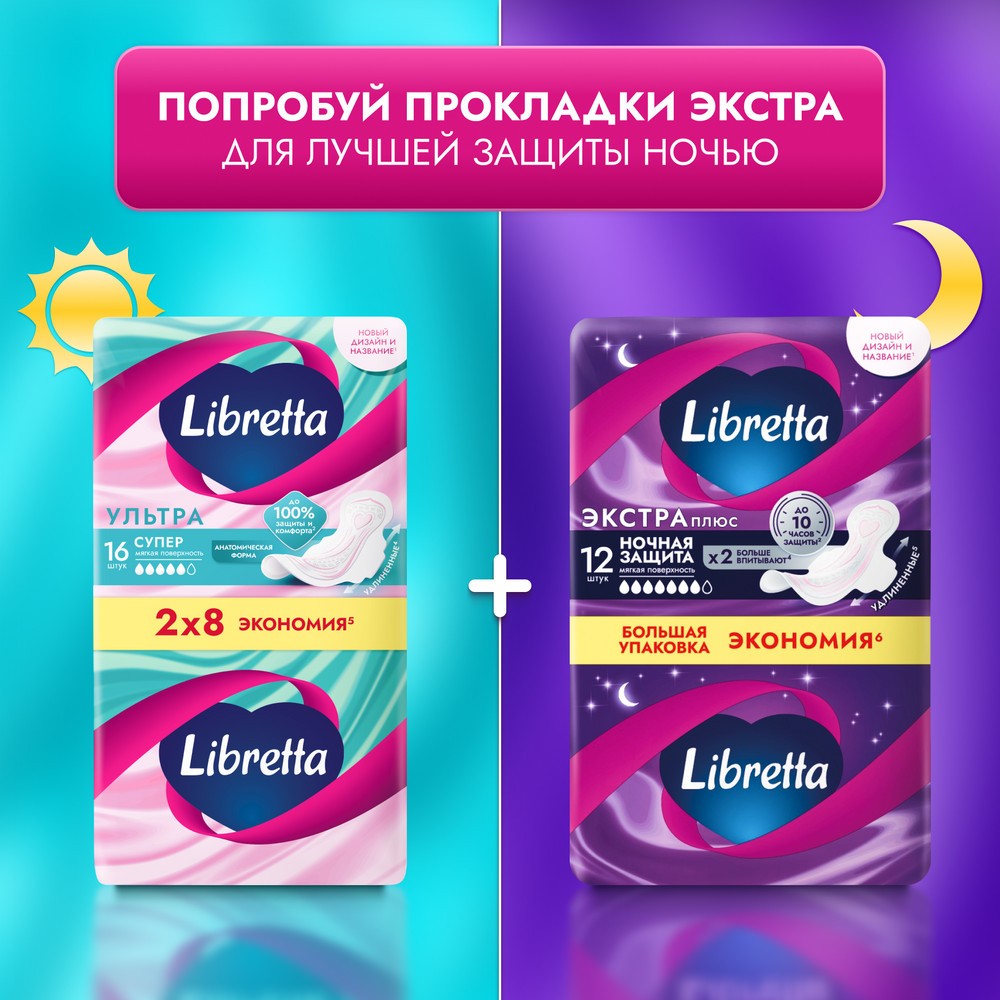 Женские прокладки с мягкой поверхностью Libretta ультра Супер 16шт. Фото 8.