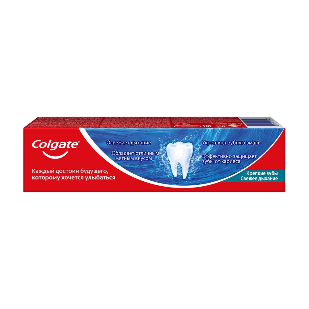 Зубная паста Colgate " Крепкие зубы Свежее дыхание " для укрепления эмали и защиты от кариеса 100мл. Фото 3.