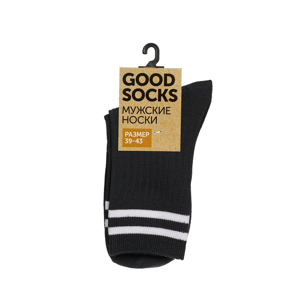 Мужские однотонные носки Good Socks Лапша/Полоски Серый р.39-43. Фото 1.