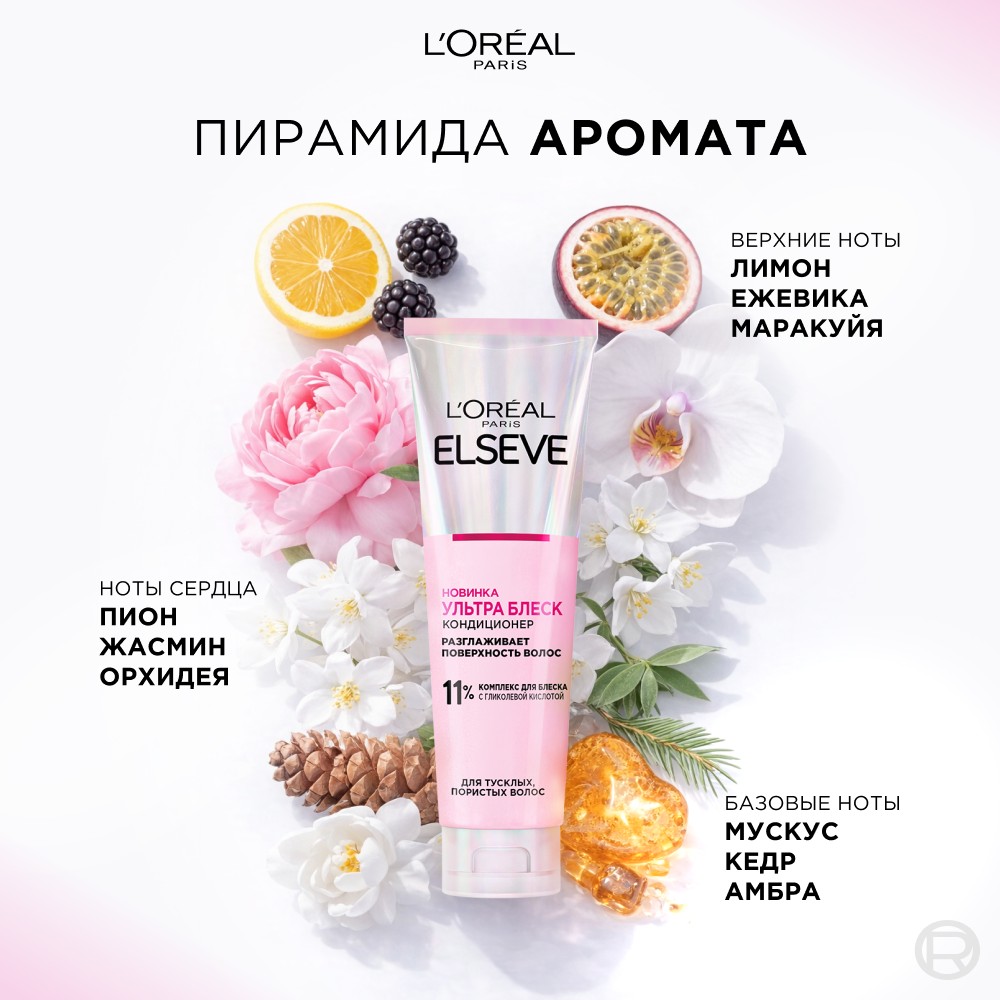 Кондиционер для тусклых , пористых волос с эффектом разглаживания Elseve Ультра блеск 150мл. Фото 5.