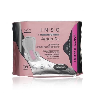 Женские прокладки INSO Anion O2 Extra Soft Super с анионовым слоем 16шт.