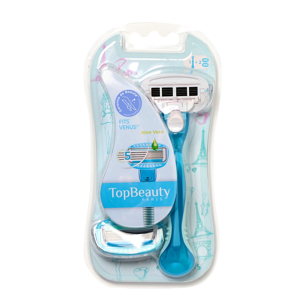 Женский станок для бритья TopBeauty + 2 кассеты 5 лезвий. Фото 1.