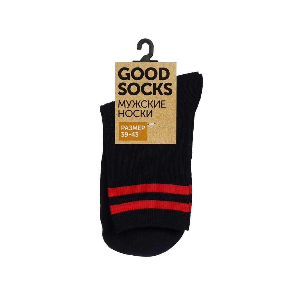 Мужские однотонные носки Good Socks Лапша/Полоски Синий - Красный р.39-43. Фото 1.