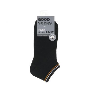 Мужские укороченные носки Good Socks черные с двумя полосками р.25-27.