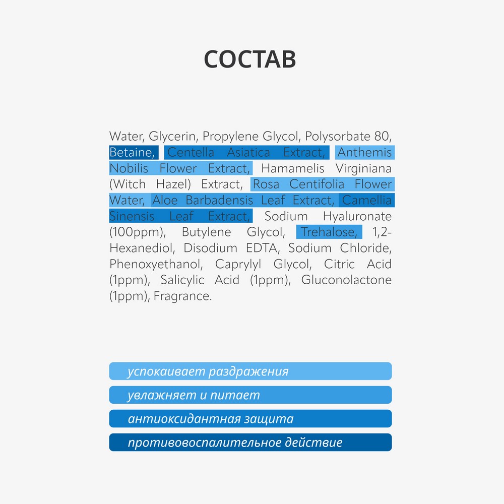 Тоник для лица с гиалуроновой кислотой Monic Beauty #Skin code Hyaluronic Acid AHA/BHA/PHA 250мл. Фото 6.