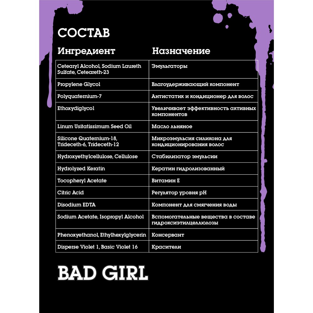 Оттеночный бальзам для волос Bad Girl Fairy queen 150мл Вид№5