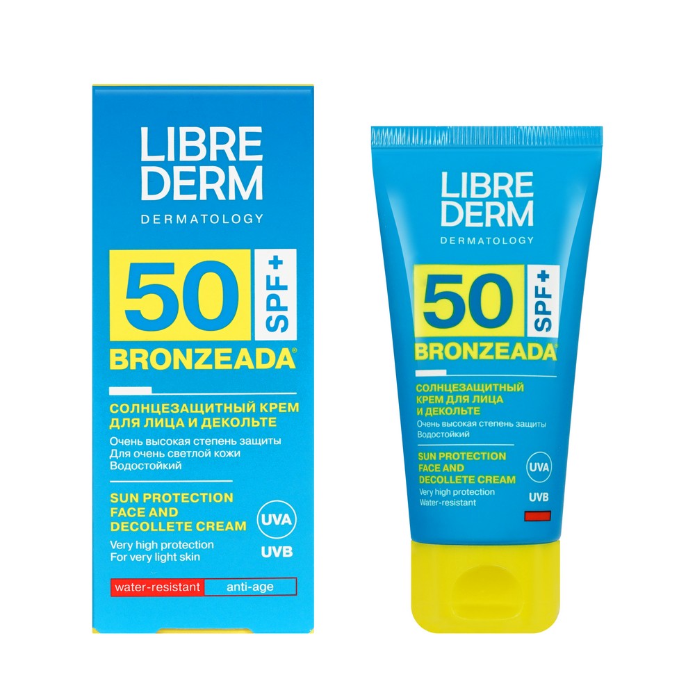 Солнцезащитный крем для лица и зоны декольте Librederm Bronzeada SPF 50 50мл